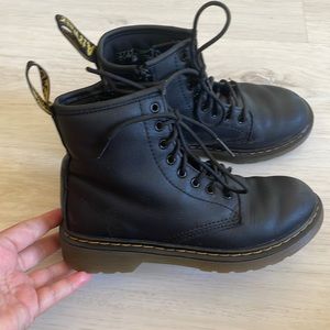 Girls Black Leather Dr Martens